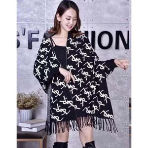 Knitted Poncho For Cold Weather.